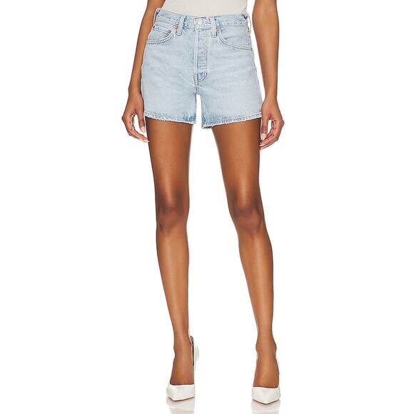 Agolde 'Parker' Blue Long Denim Jean Short Size 26 - NWT - Picture 1 of 6